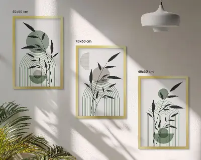Boho plant compositions three-piece wall art set