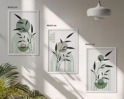 Boho plant compositions three-piece wall art set
