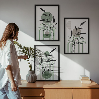 Three-piece wall art piece Boho plant compositions