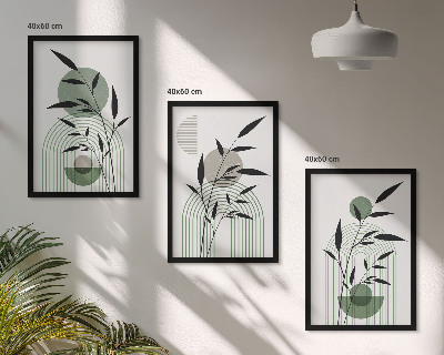 Three-piece wall art piece Boho plant compositions