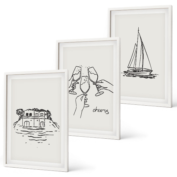 Wall art set Waterfront home sailboat toast