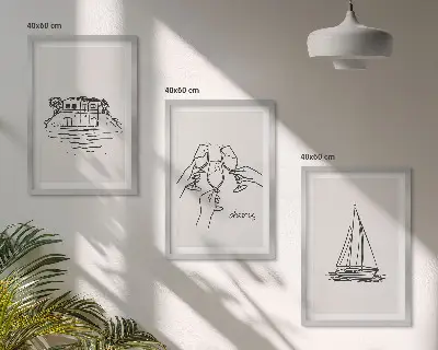 Wall art set coastal waterfront sailboat print