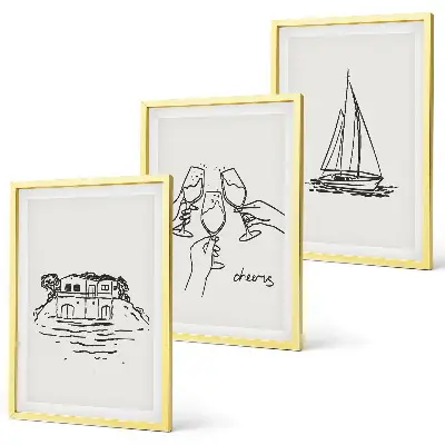 Wall art set coastal waterfront sailboat print