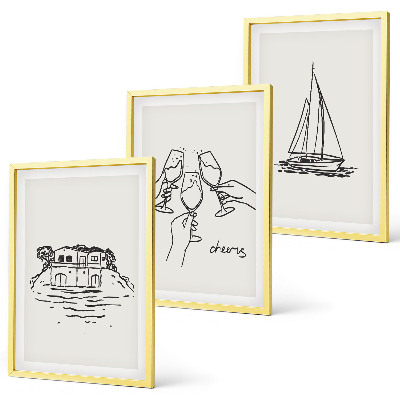 Wall art set Waterfront home sailboat toast