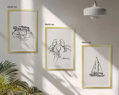 Wall art set coastal waterfront sailboat print
