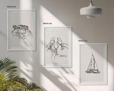 Wall art set coastal waterfront sailboat print