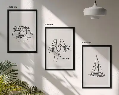 Wall art set coastal waterfront sailboat print