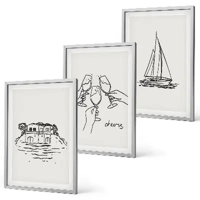Wall art set coastal waterfront sailboat print