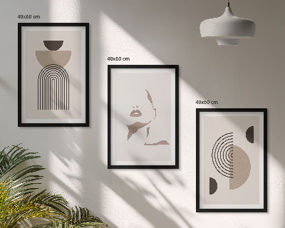 Set of 3 framed wall art pieces Abstract forms and face