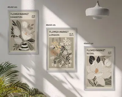 Retro Flowers from Cities Around the World wall art set