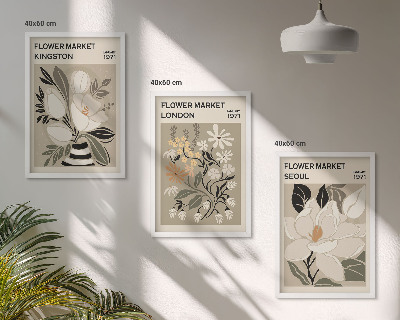 Wall art set Retro Flowers from Cities Around the World