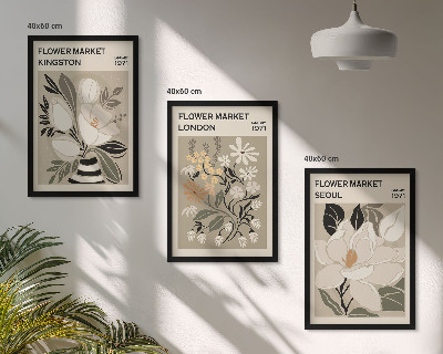Wall art set Retro Flowers from Cities Around the World