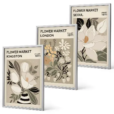 Retro Flowers from Cities Around the World wall art set
