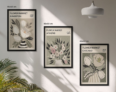 Three-piece wall art piece Retro floral arrangements