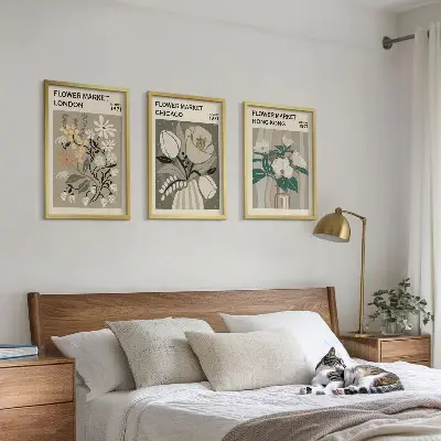 Flower Fairs London Chicago Hong Kong wall art set of 3 framed pieces
