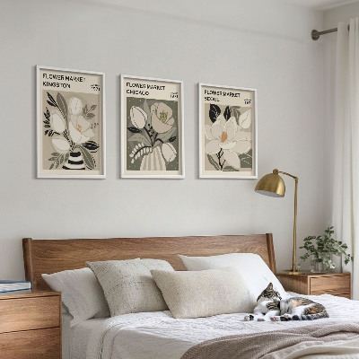 Wall art set Flowers Kingston Seoul Chicago retro