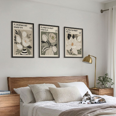 Wall art set Flowers Kingston Seoul Chicago retro