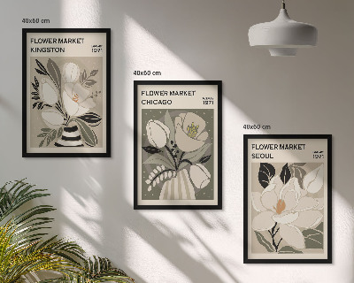 Wall art set Flowers Kingston Seoul Chicago retro
