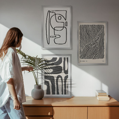 Three-piece wall art piece Abstract patterns lines textures
