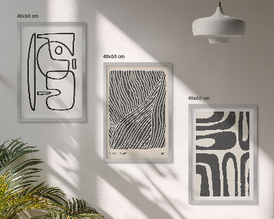 Three-piece wall art piece Abstract patterns lines textures