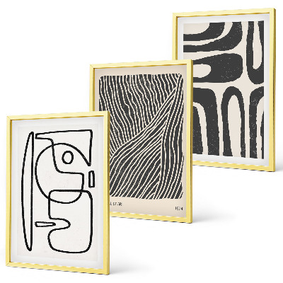 Three-piece wall art piece Abstract patterns lines textures