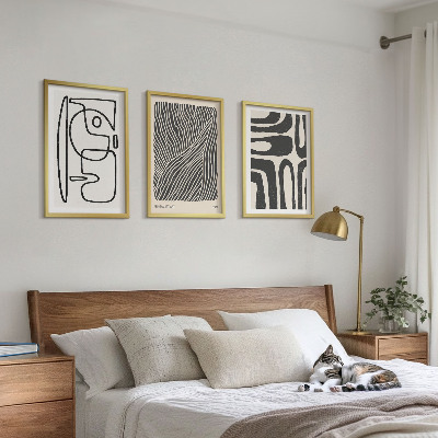 Three-piece wall art piece Abstract patterns lines textures