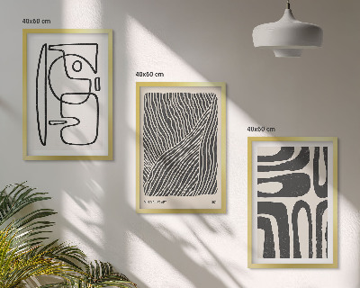 Three-piece wall art piece Abstract patterns lines textures