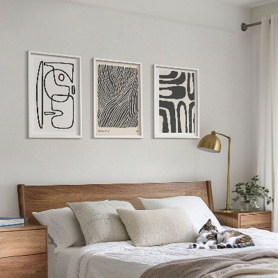Three-piece wall art piece Abstract patterns lines textures