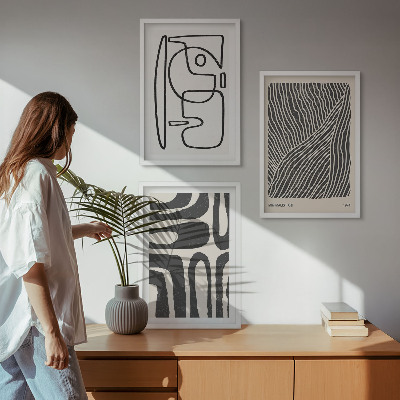 Three-piece wall art piece Abstract patterns lines textures