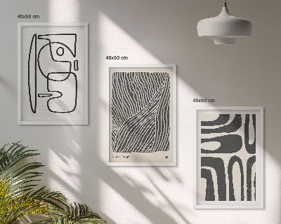 Three-piece wall art piece Abstract patterns lines textures