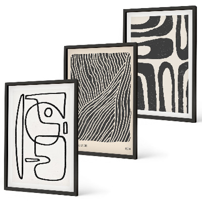 Three-piece wall art piece Abstract patterns lines textures
