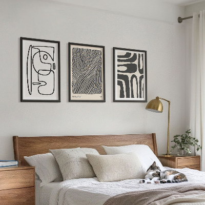 Three-piece wall art piece Abstract patterns lines textures
