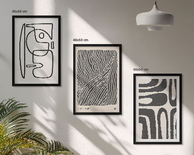 Three-piece wall art piece Abstract patterns lines textures