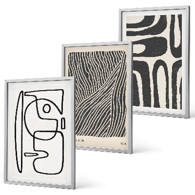 Three-piece wall art piece Abstract patterns lines textures