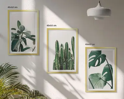 Three-piece wall art set with tropical plants aesthetic