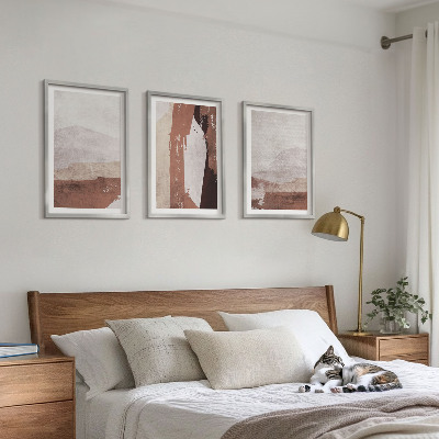 Three-piece wall art piece Brown beige abstract patterns
