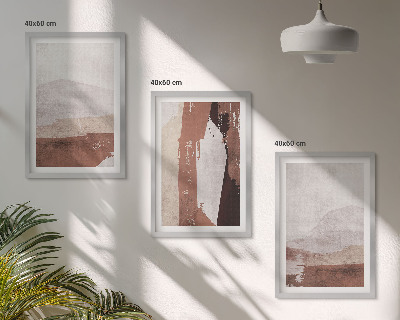 Three-piece wall art piece Brown beige abstract patterns