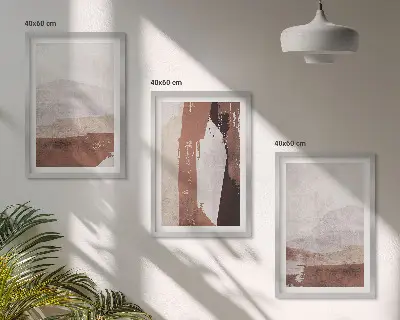 Three-piece wall art set with brown and beige abstract patterns