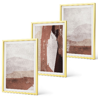 Three-piece wall art piece Brown beige abstract patterns