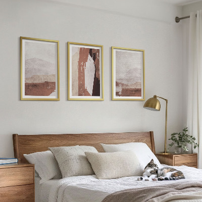 Three-piece wall art piece Brown beige abstract patterns