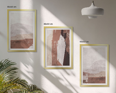 Three-piece wall art piece Brown beige abstract patterns