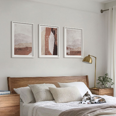 Three-piece wall art piece Brown beige abstract patterns