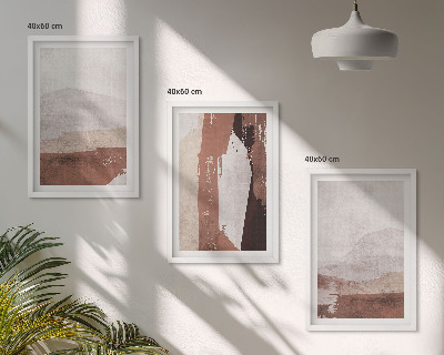 Three-piece wall art piece Brown beige abstract patterns