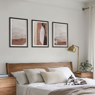 Three-piece wall art piece Brown beige abstract patterns