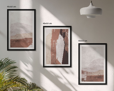 Three-piece wall art piece Brown beige abstract patterns