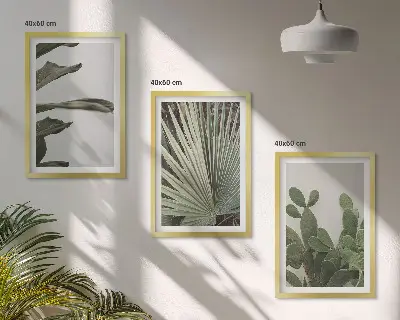 Tropical plant leaves wall art three-piece pastel set