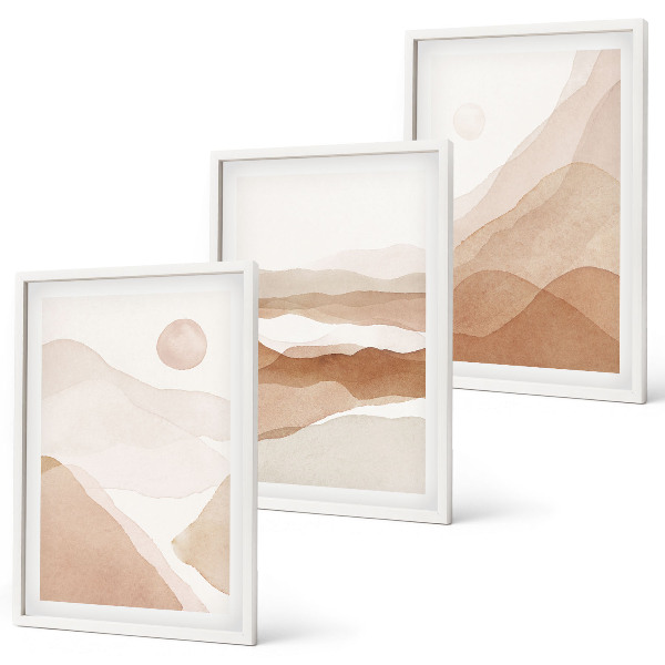 Wall art set Abstract brown landscapes