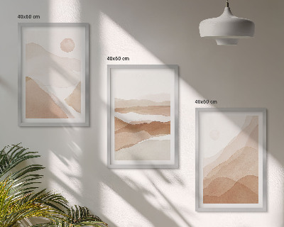 Wall art set Abstract brown landscapes