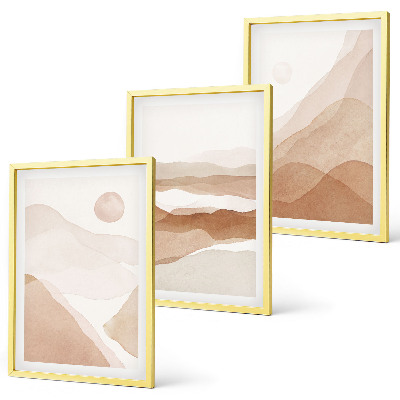 Wall art set Abstract brown landscapes
