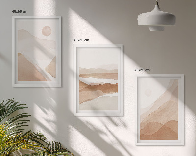 Wall art set Abstract brown landscapes